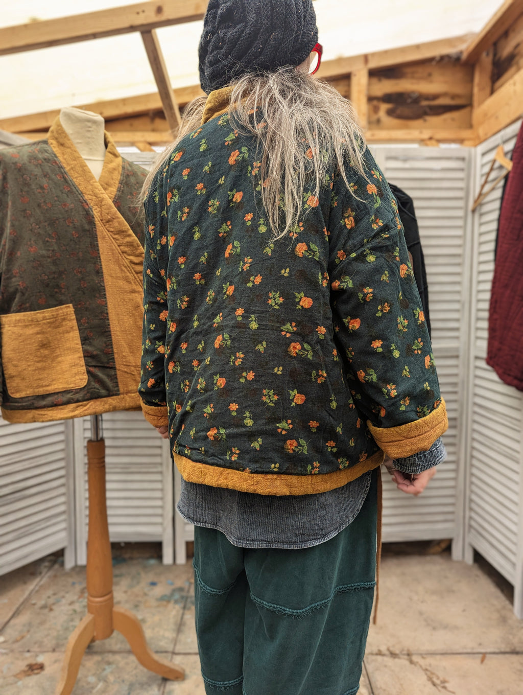 the ditsy quilted cord wrap coat