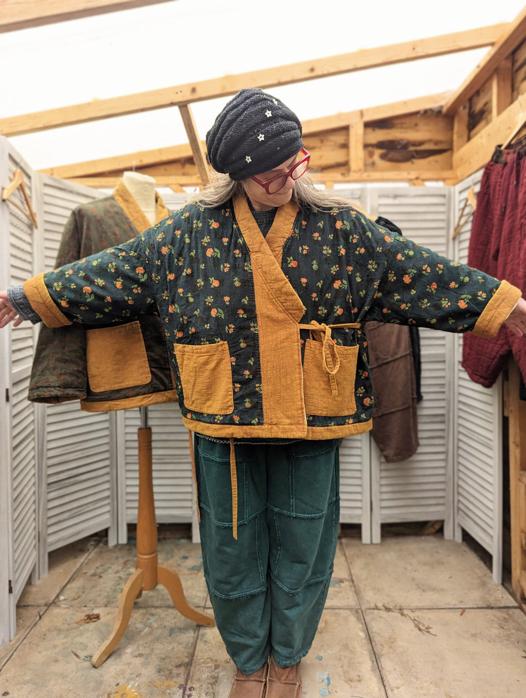 the ditsy quilted cord wrap coat