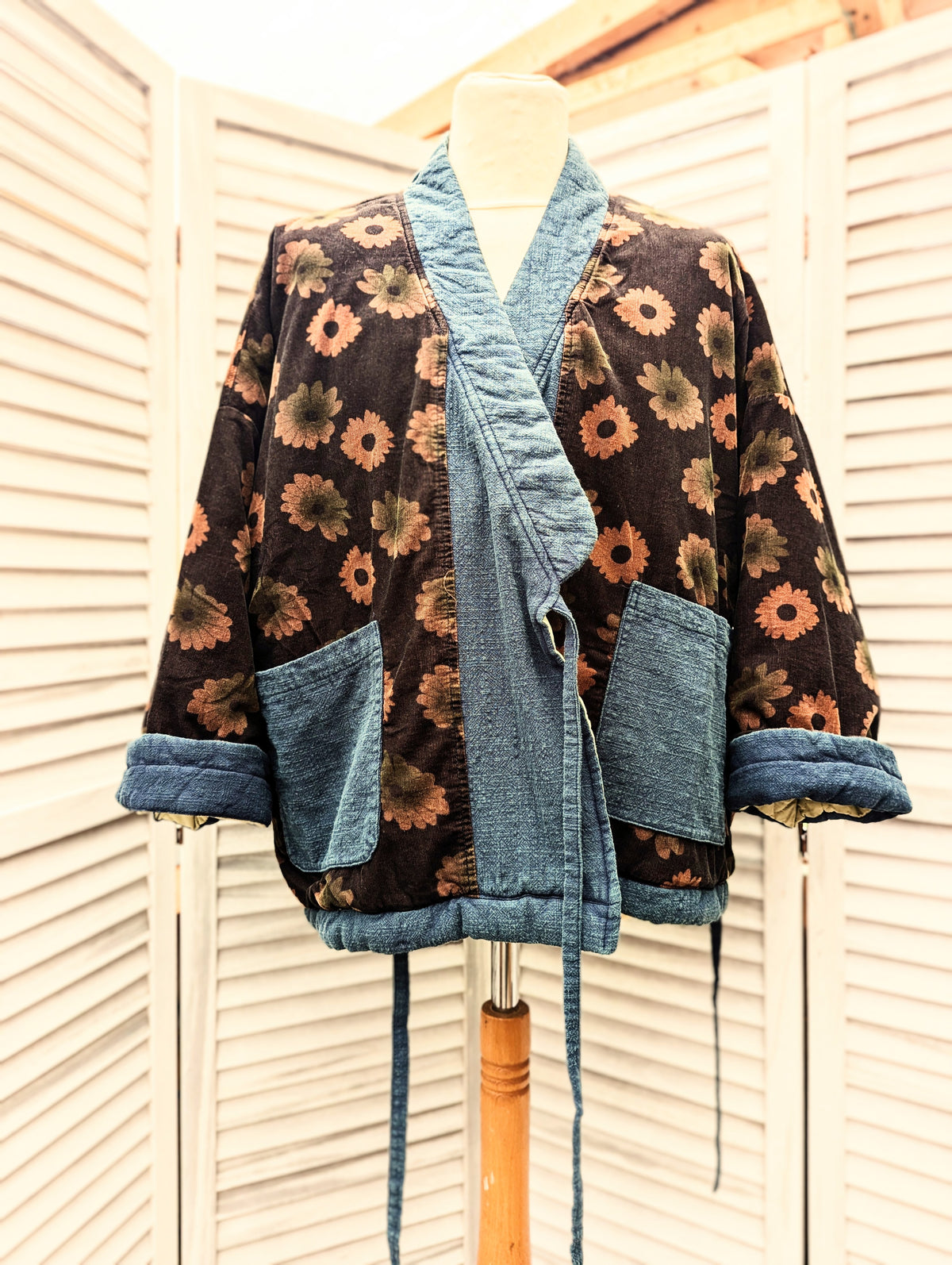 the ditsy quilted cord wrap coat