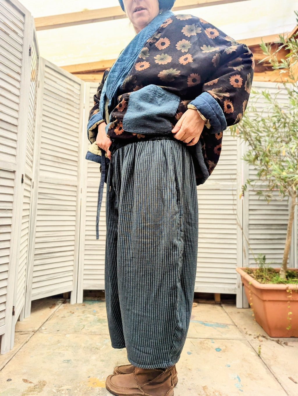 big blue stripy pants