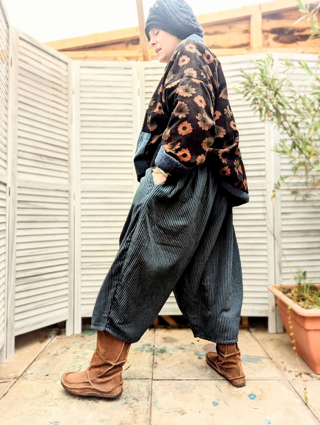 big blue stripy pants