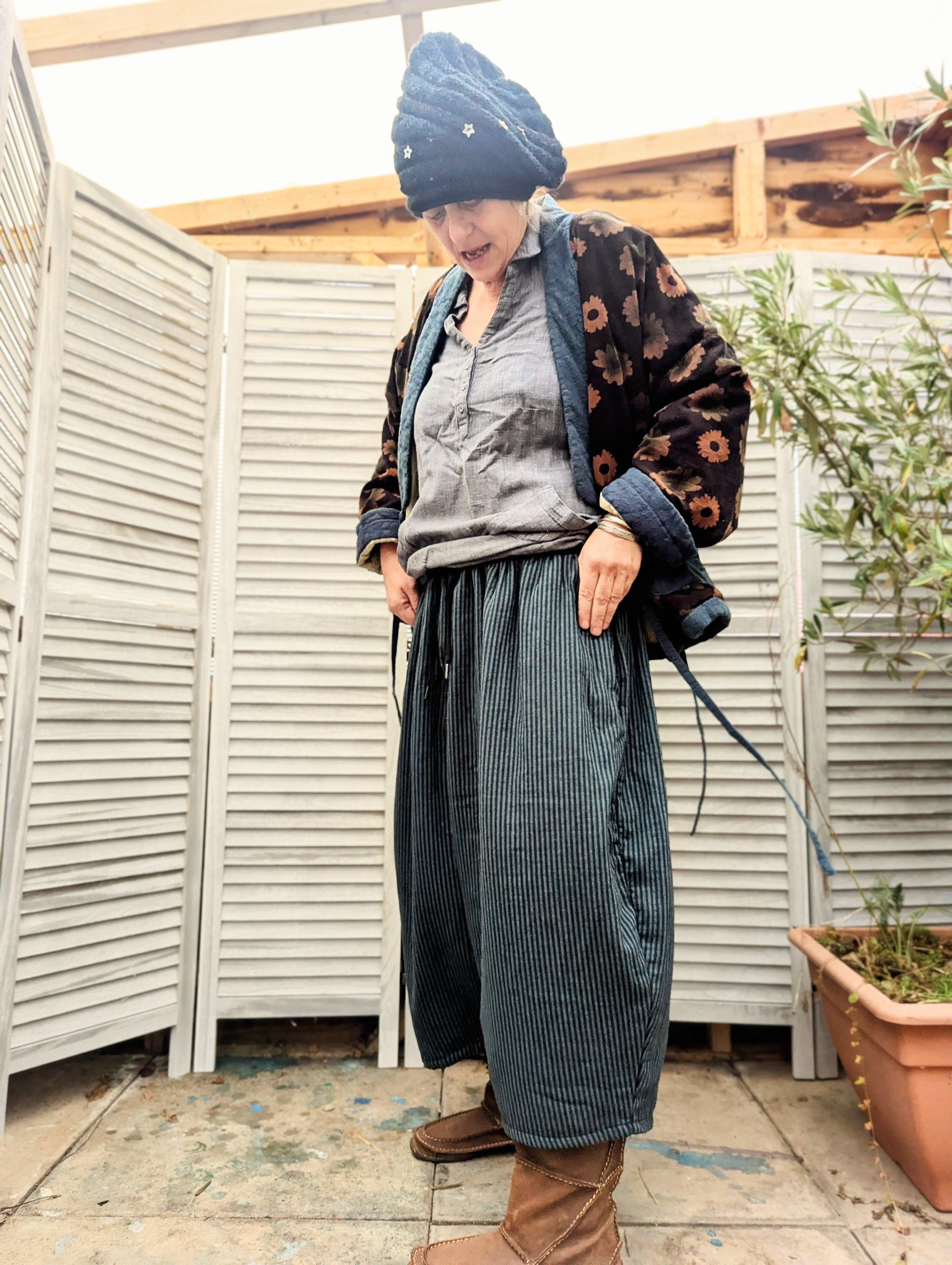 big blue stripy pants