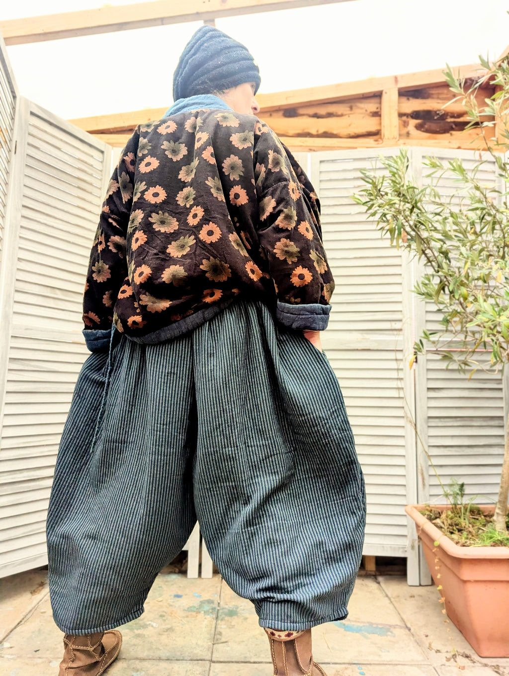 big blue stripy pants