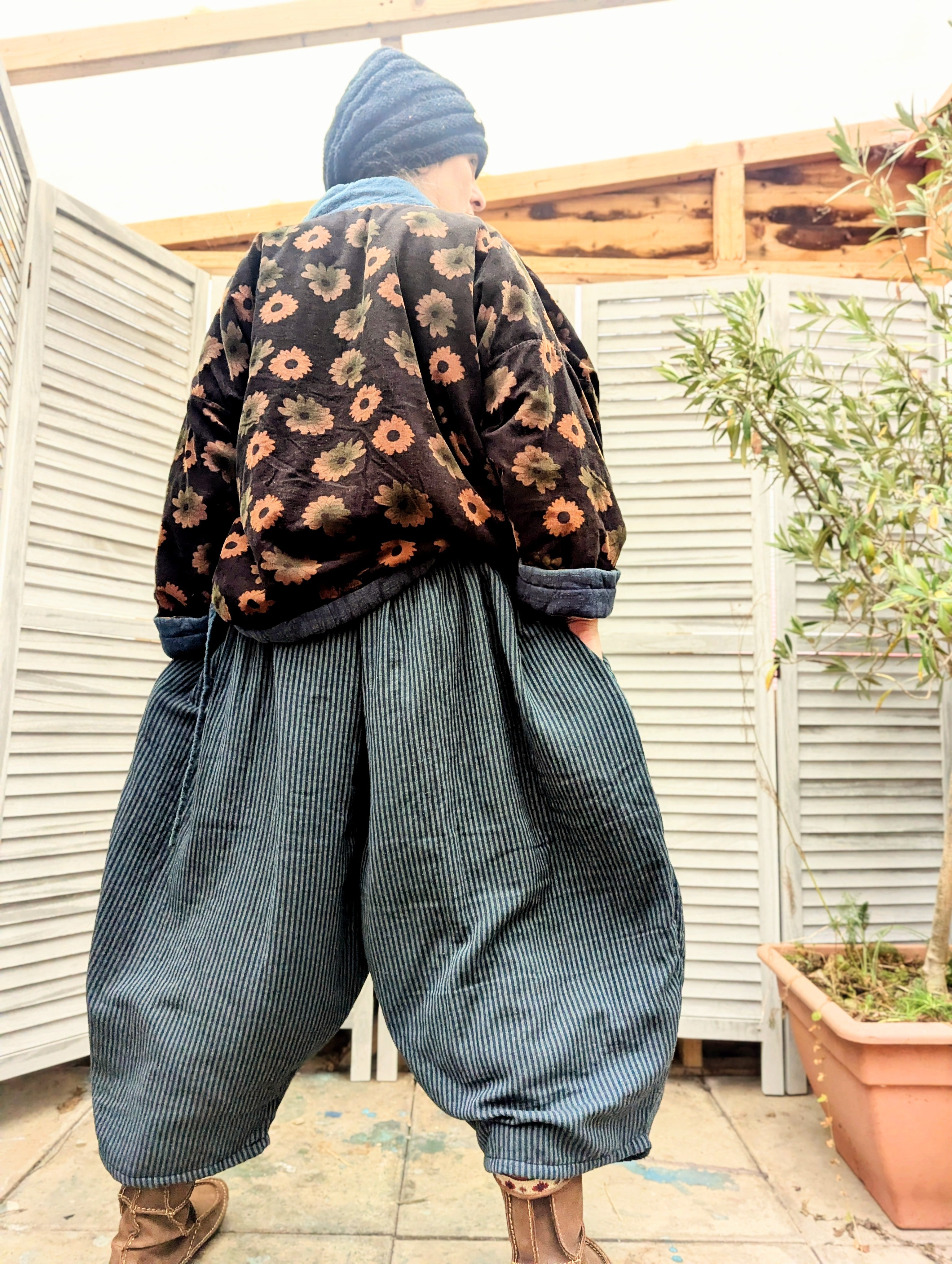 big blue stripy pants