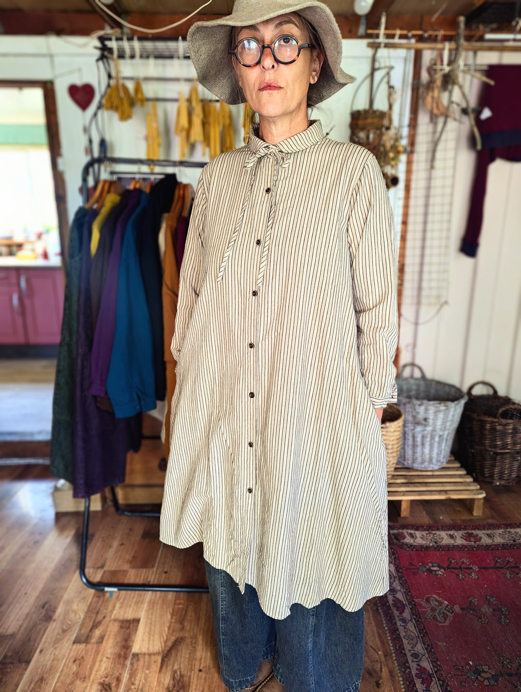 stripey shirt dress