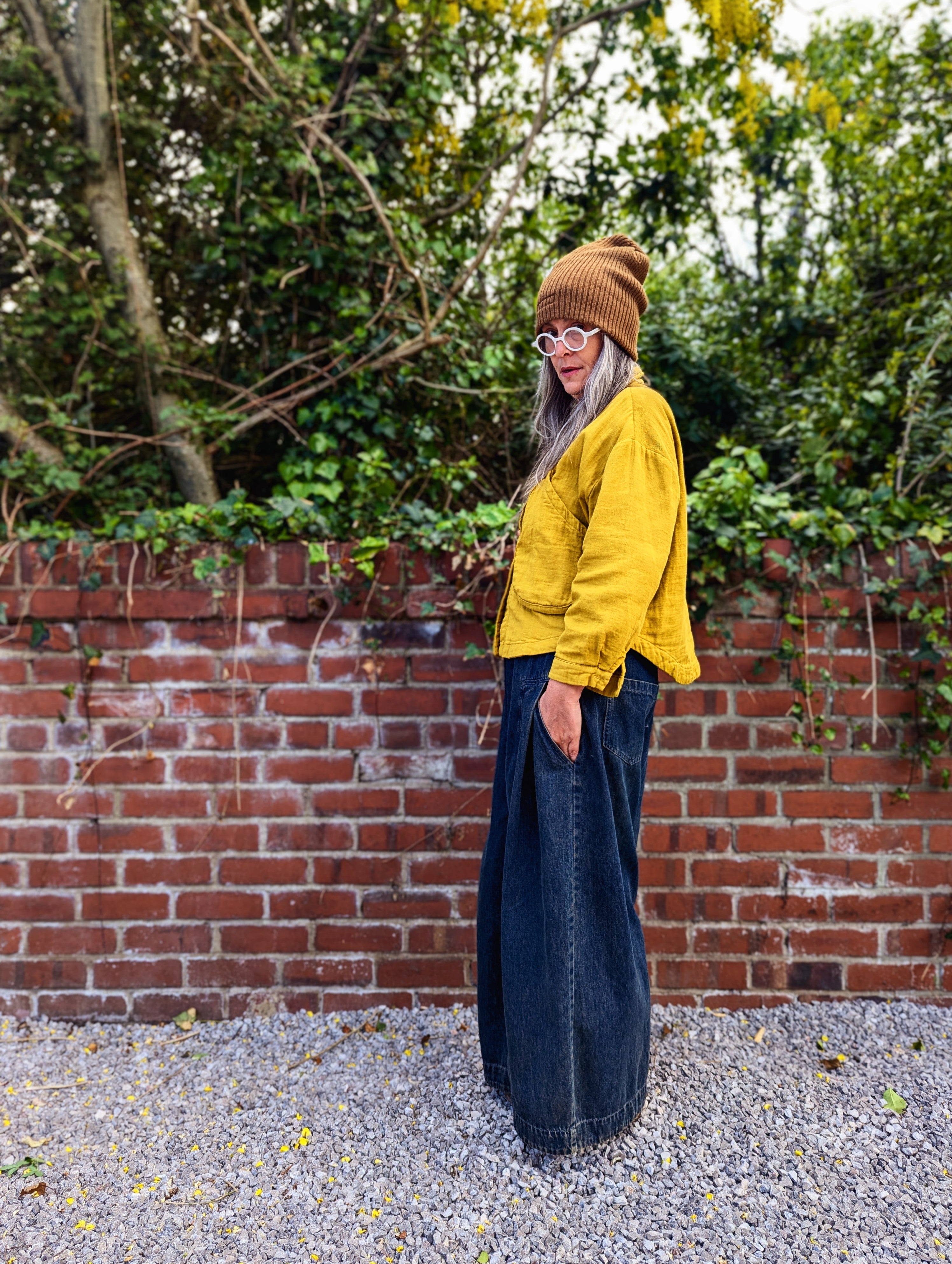 big denim palazzo pants