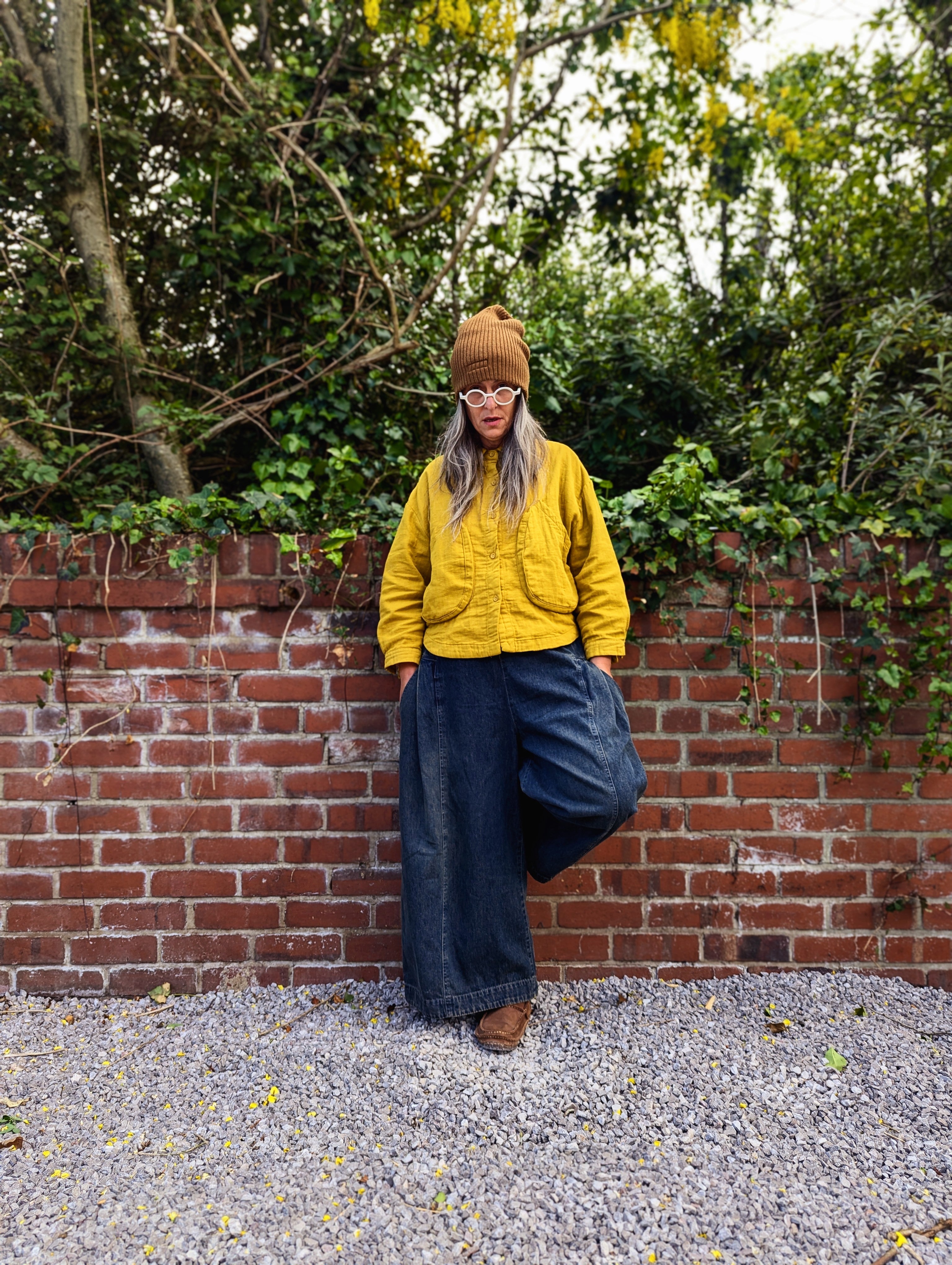 big denim palazzo pants