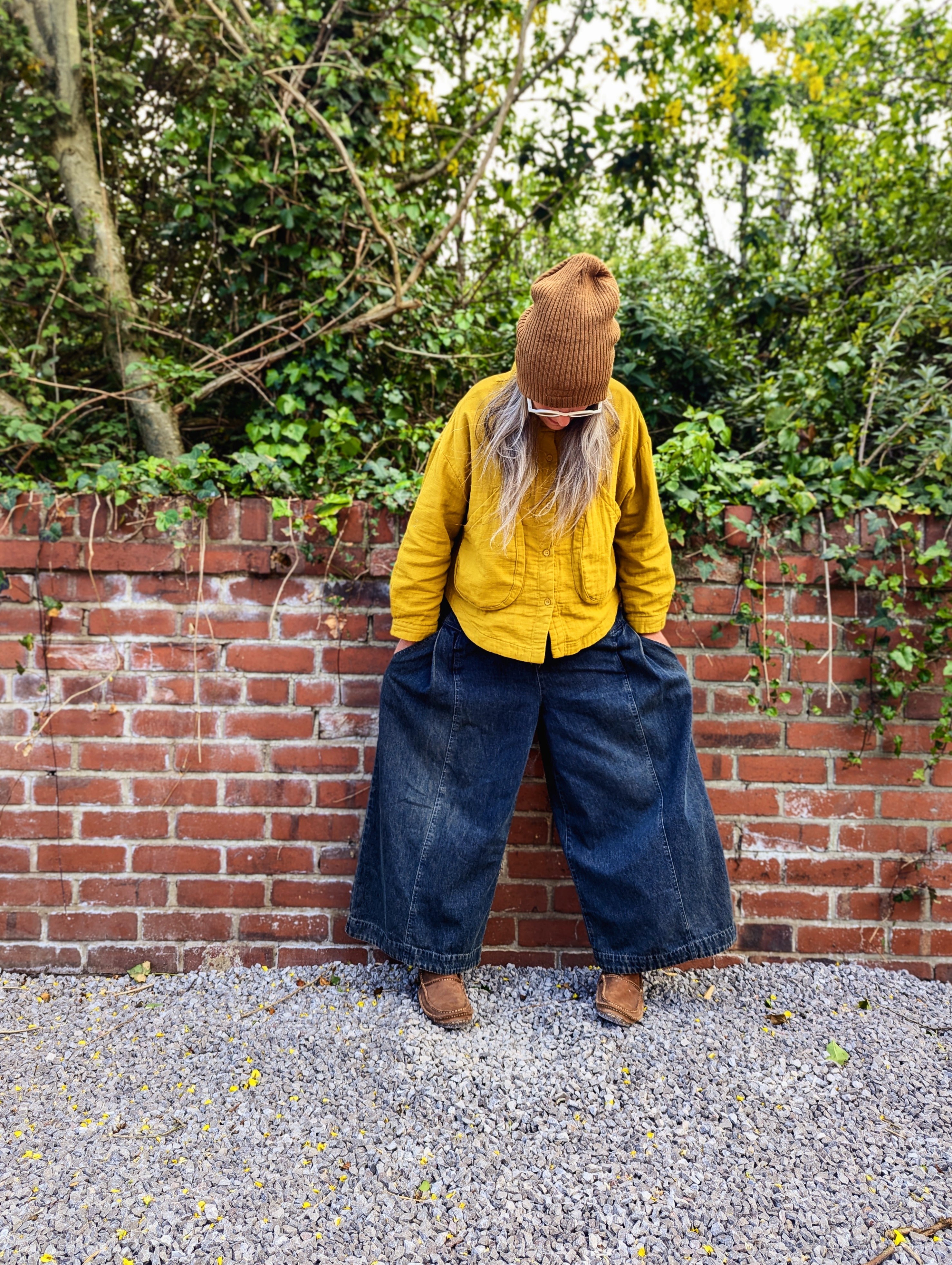 big denim palazzo pants