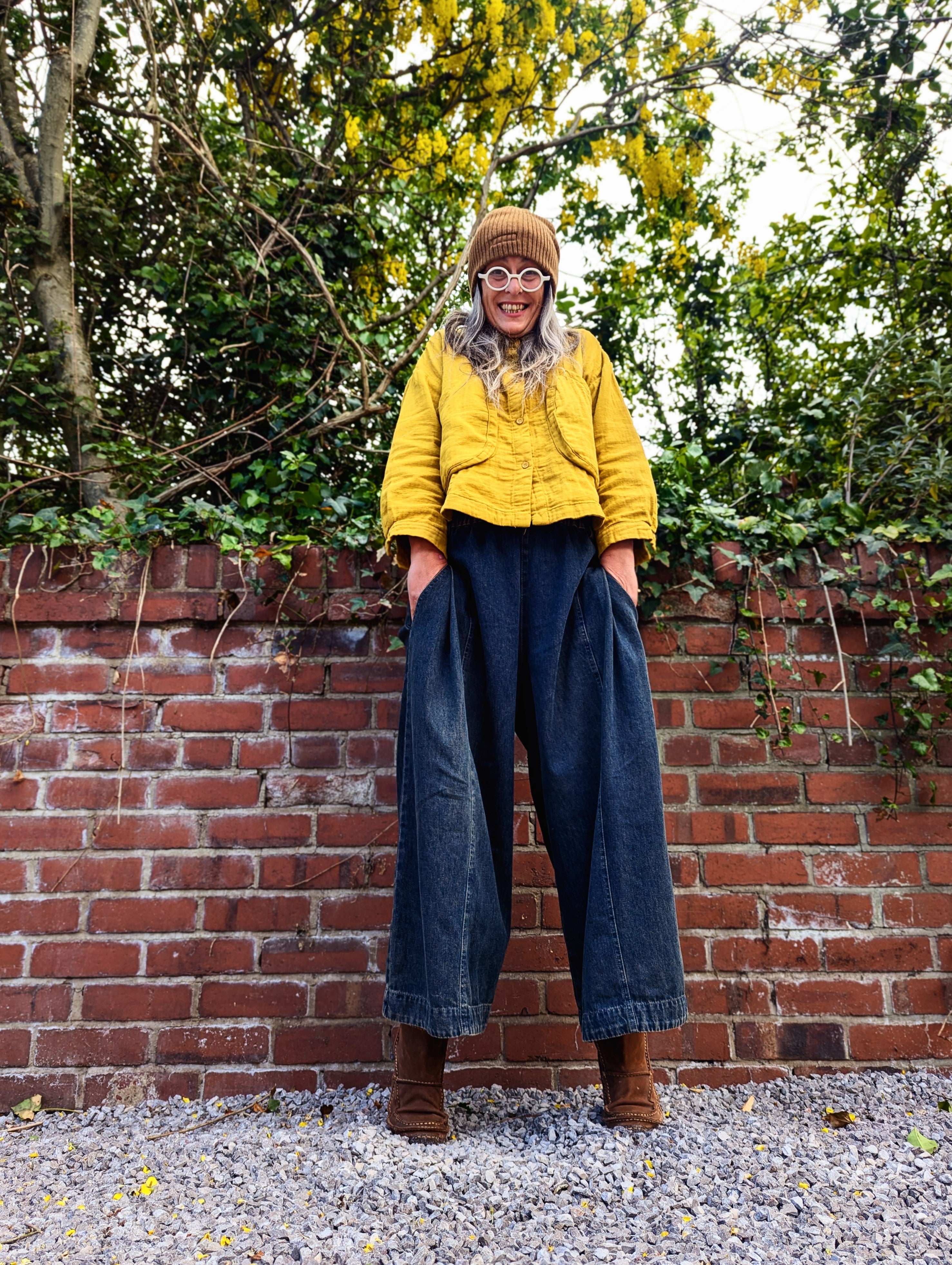 big denim palazzo pants