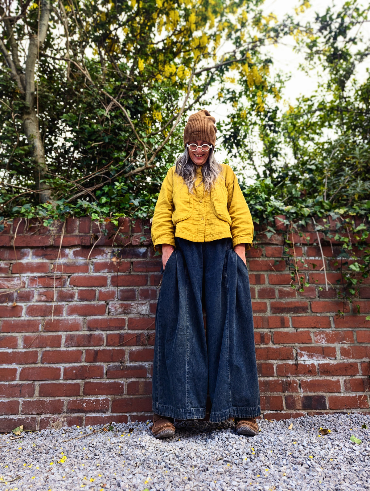 big denim palazzo pants