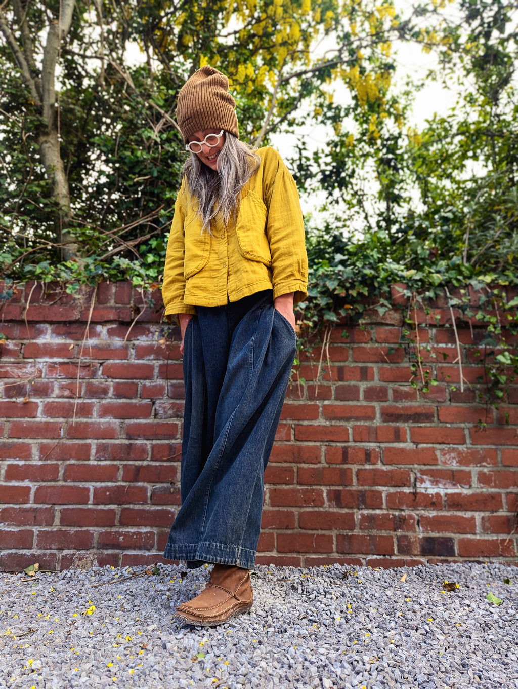 big denim palazzo pants