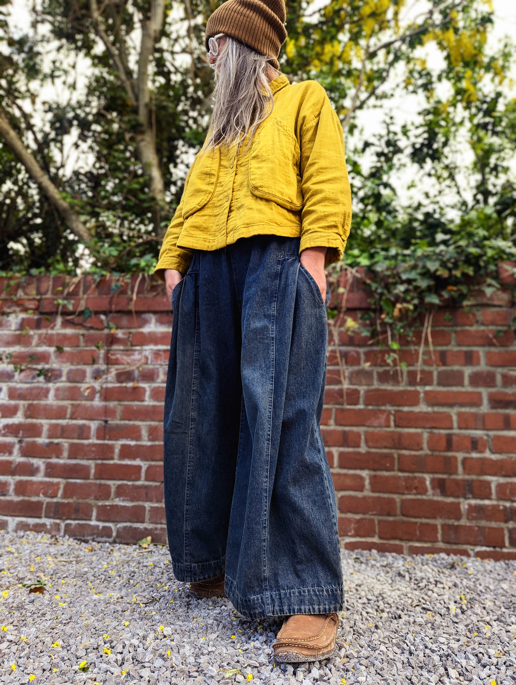 big denim palazzo pants