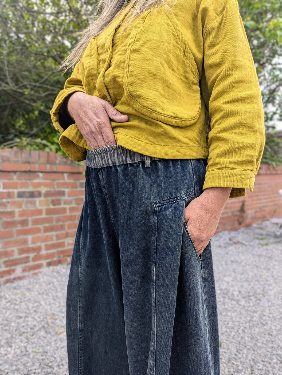 big denim palazzo pants