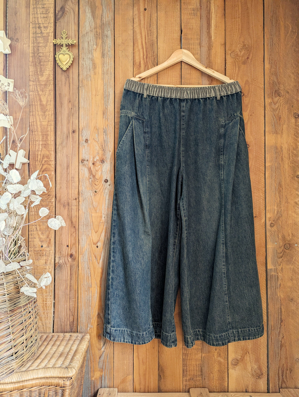 big denim palazzo pants