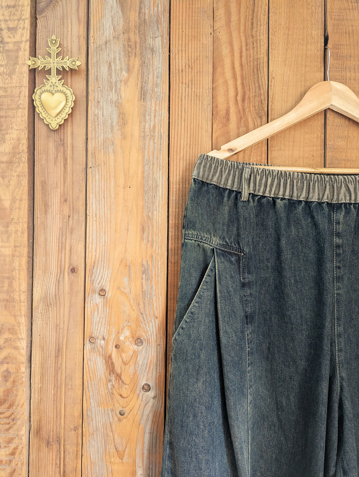 big denim palazzo pants