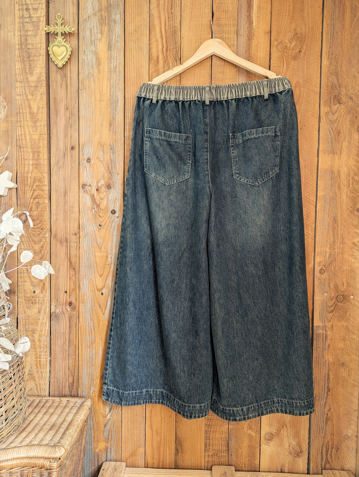big denim palazzo pants